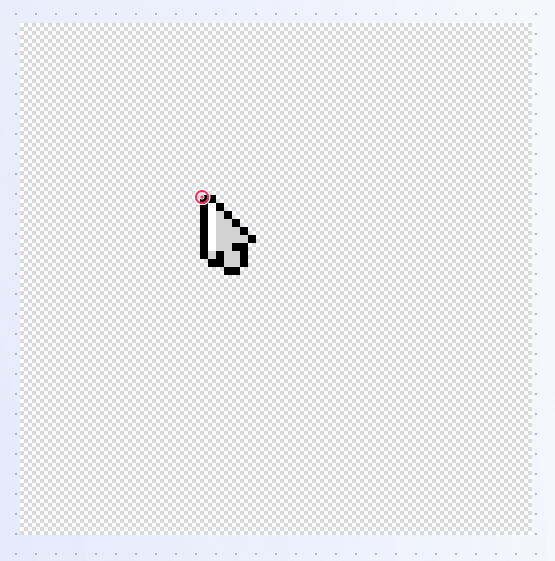 A small arrow cursor adrift in the middle of a much larger, mostly empty canvas