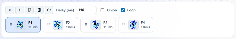 Bottom animation timeline and frame reel