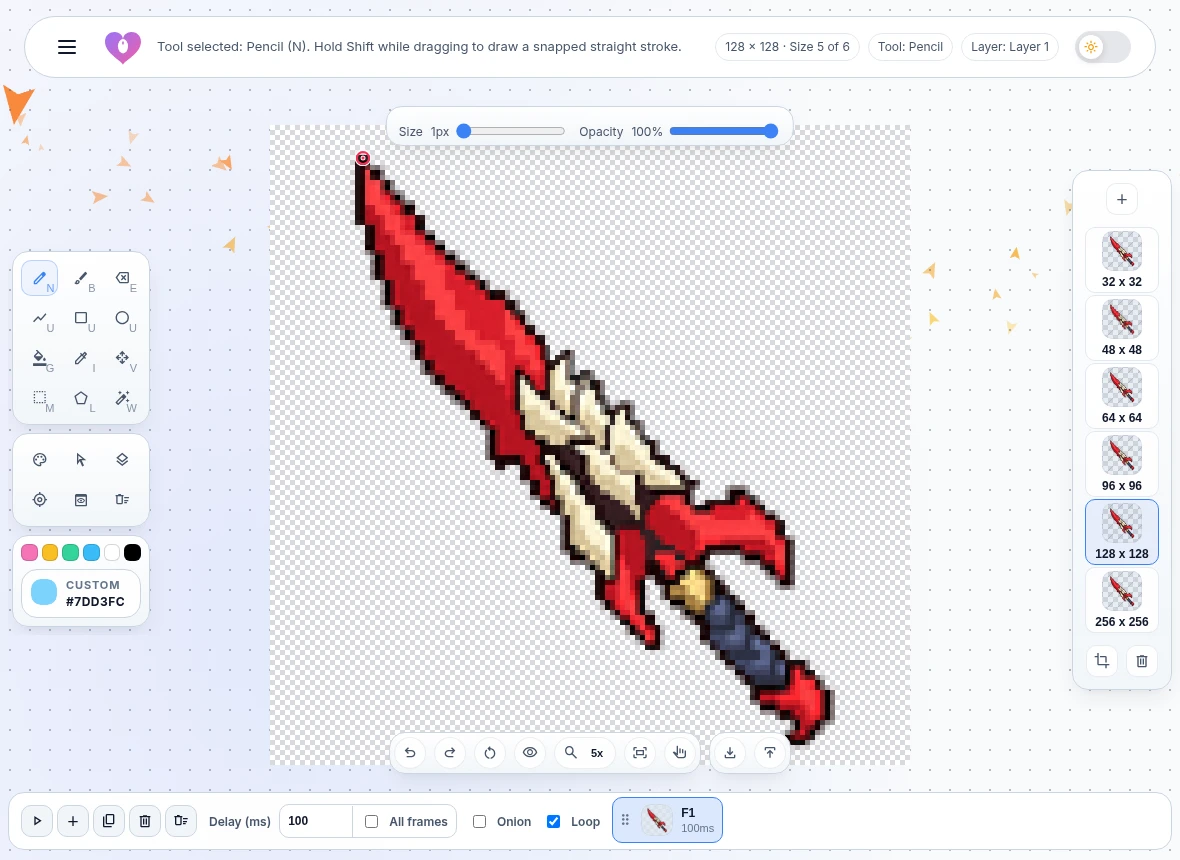 Editor interface regions and actions