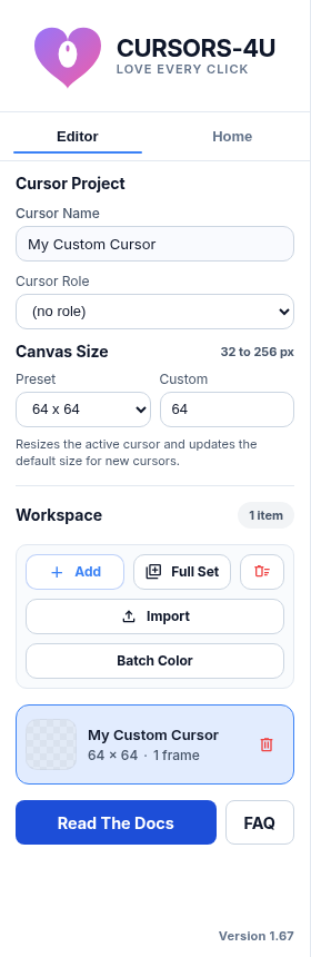 Editor left sidebar workspace configuration