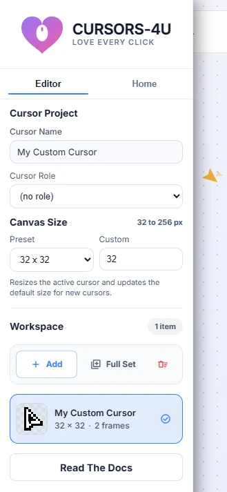 Editor left sidebar workspace configuration