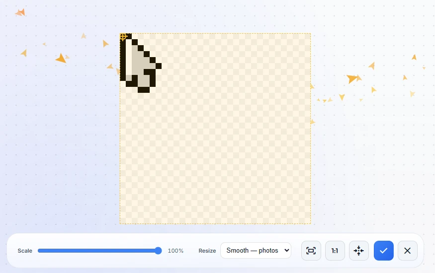 Image import placement crop overlay controls