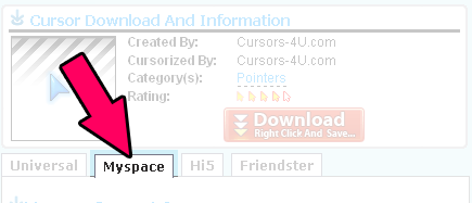 Myspace Cursors